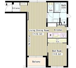 ガーデンコートアネックス 306 3階1LDKの間取り