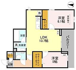 Coco Fleur 2LDKの間取図画像