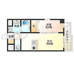 エステムコート大阪福島ルアーナ 1DKの間取図画像