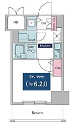 レジディア東品川 1Kの間取図画像
