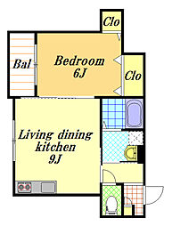 ラフィネ静 3階1LDKの間取り