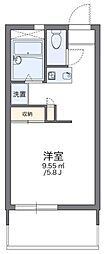 レオパレスヴィルヌーブ 2階1Kの間取り