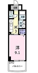 モデラート 3階1Kの間取り