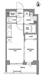 コンフォリア戸越公園 2階1LDKの間取り