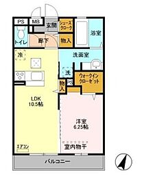 ディアレイク 1階1LDKの間取り