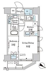 パークアクシス赤羽南 1LDKの間取図画像