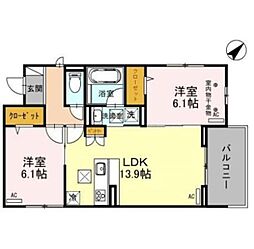 ソアヴィータ 2LDKの間取図画像