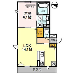アスールロザーノ 1LDKの間取図画像