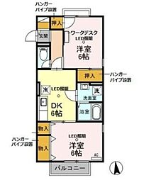 エミネンス 2階2DKの間取り