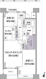 アビティ目黒 2LDKの間取図画像