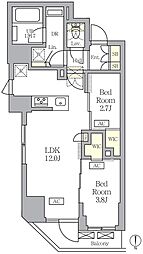 アジールコート王子 2LDKの間取図画像