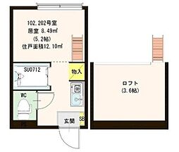 ＥＳＴＡＮＣＩＡ 2階ワンルームの間取り