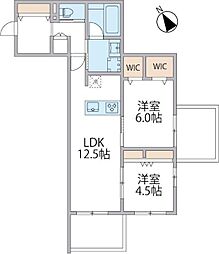 パークアヴェニュー湘南辻堂 北棟 2LDKの間取図画像