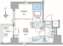 ルフォンプログレ田原町 8階1LDKの間取り