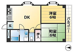 ハイツ菊水 2DKの間取図画像