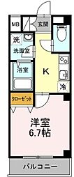 SUN RESIDENCE 1階1Kの間取り