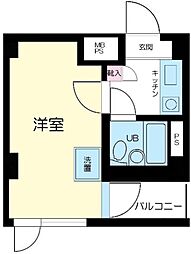 クリオ石川台壱番館 2階1Kの間取り