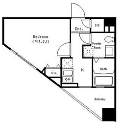パークキューブ四谷三丁目 5階1Kの間取り