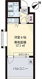 JR中央線 吉祥寺駅 徒歩10分の賃貸マンション 1階ワンルームの間取り