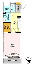 メルヴェーユ八潮中央 Ａ 1階1Kの間取り