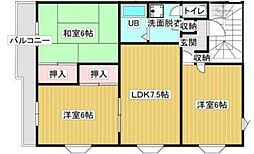 アイリス高栄 3DKの間取図画像