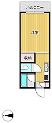 さざん萩中 1Kの間取図画像