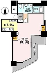 品川シーサイドビュータワー2 24階1Kの間取り