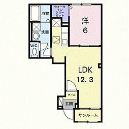ファミリア・フェリス 1LDKの間取図画像