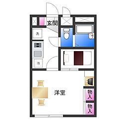 レオパレスコンフォート 2階1Kの間取り