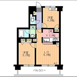 メルヴェーユ調布 2LDKの間取図画像