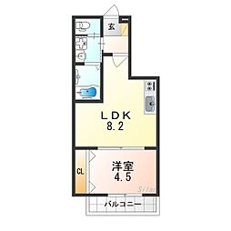 JR阪和線 津久野駅 徒歩9分の賃貸アパート 3階1LDKの間取り