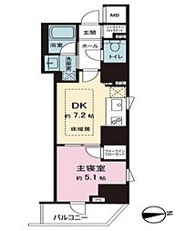 サンウッドフラッツ新宿四谷三丁目 11階1DKの間取り
