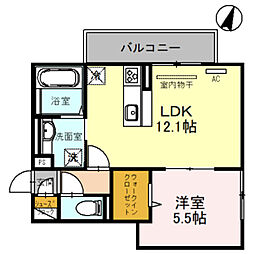 アグレイド北桜塚 1LDKの間取図画像