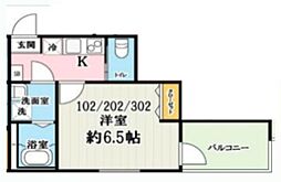 T3ハウス 新座 1Kの間取図画像