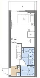 M-1 Tokyo 東矢口2 2階ワンルームの間取り