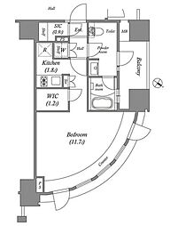 ザ・レジデンス赤坂檜町 6階1Kの間取り
