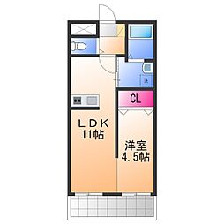 サーク羽倉崎 1LDKの間取図画像