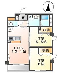 メゾンボヌールA 2LDKの間取図画像
