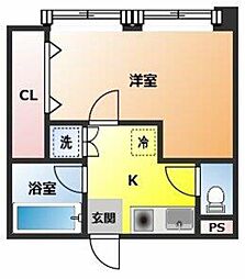 クレスト東大宮 1Kの間取図画像
