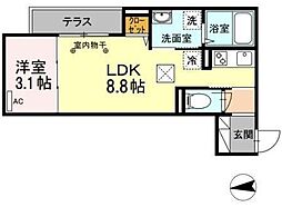 コルツァ蓮根 1LDKの間取図画像