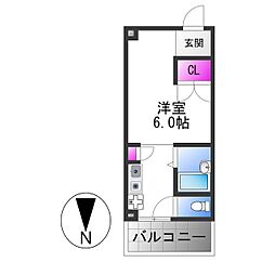 おおさか東線 JR河内永和駅 徒歩7分の賃貸マンション 2階1Kの間取り