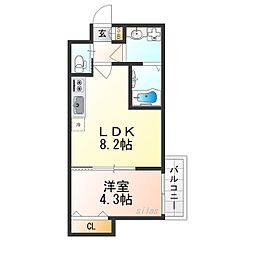 H-maison姫島III 1LDKの間取図画像