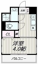 杉田ハイツ 3階1Kの間取り