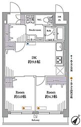 朝日プラザ東池袋 8階2DKの間取り
