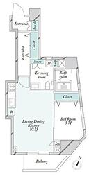 グランカーサ門前仲町 1LDKの間取図画像