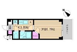 メルベーユ池之内 1Kの間取図画像
