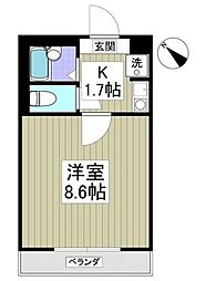 ヴィラージュS 1Kの間取図画像