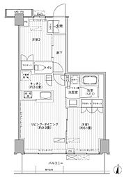 京王線 府中駅 徒歩15分の賃貸マンション 4階2LDKの間取り