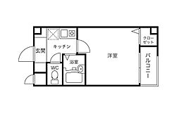 グランベッセル新宿 1階1Kの間取り