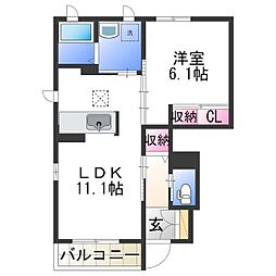 シャーメゾン陽 1LDKの間取図画像